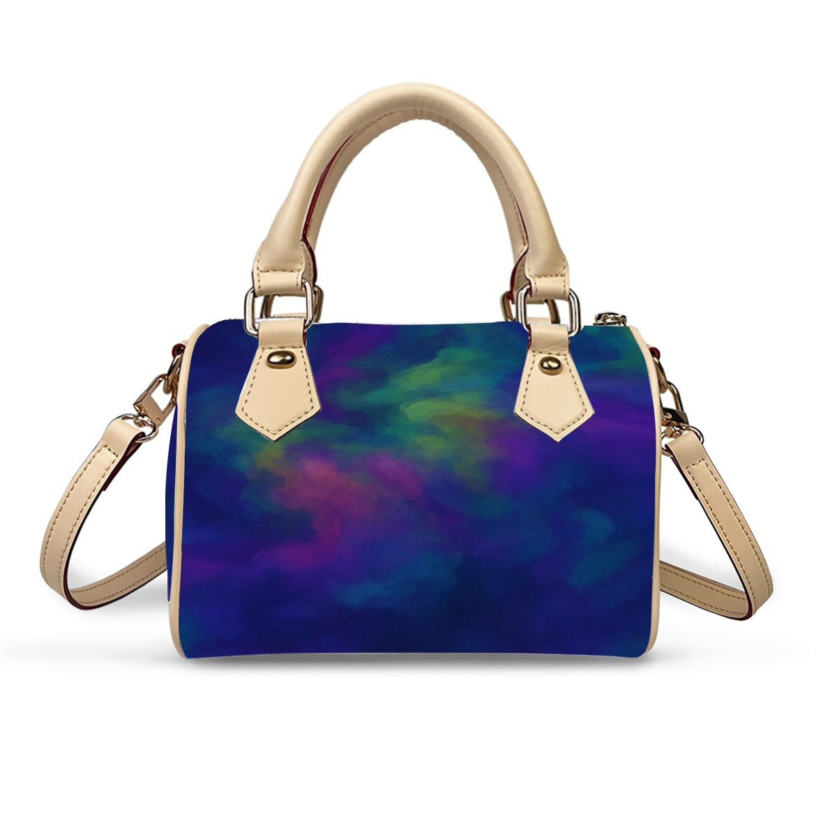 Unisex Classic Barrel-Shaped PU Leather Handbag