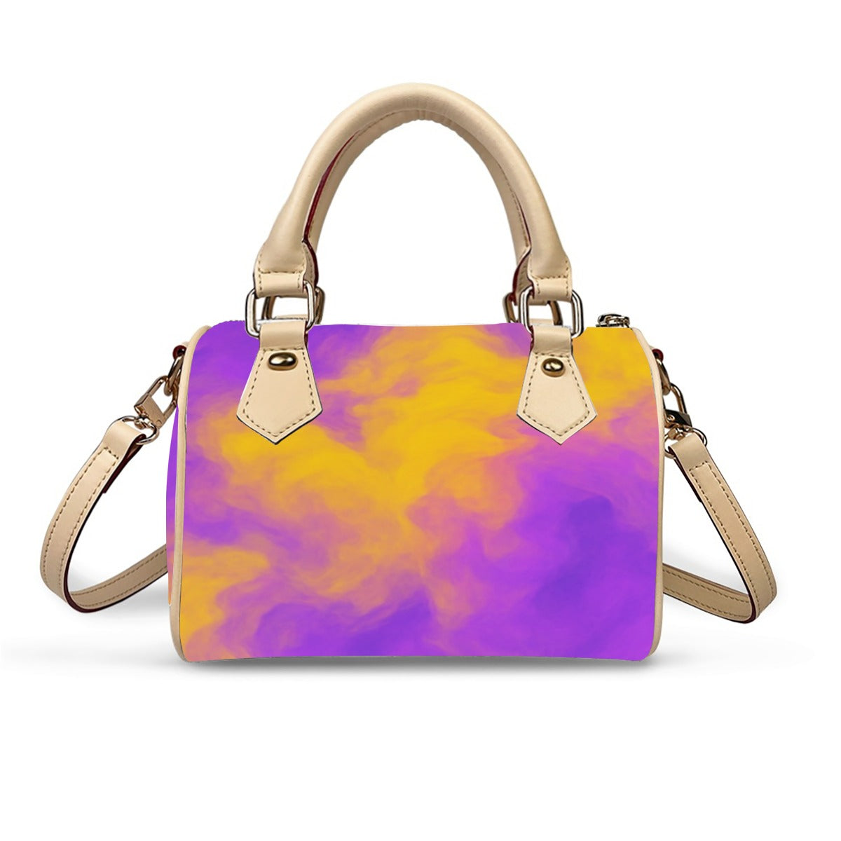 Unisex Classic Barrel-Shaped PU Leather Handbag