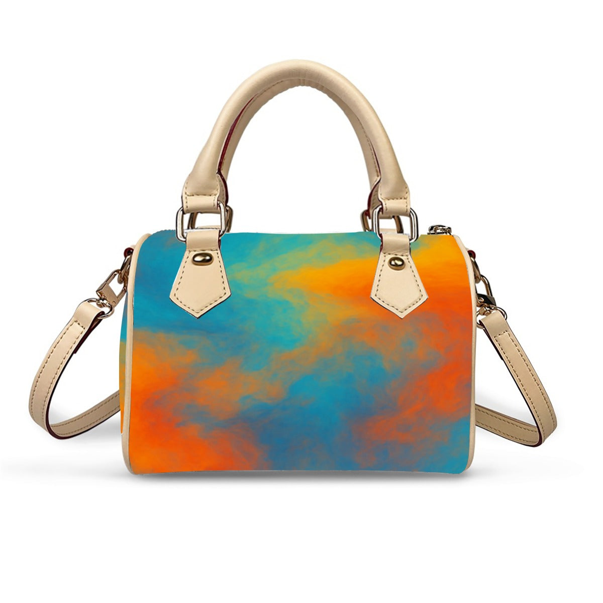 Unisex Classic Barrel-Shaped PU Leather Handbag