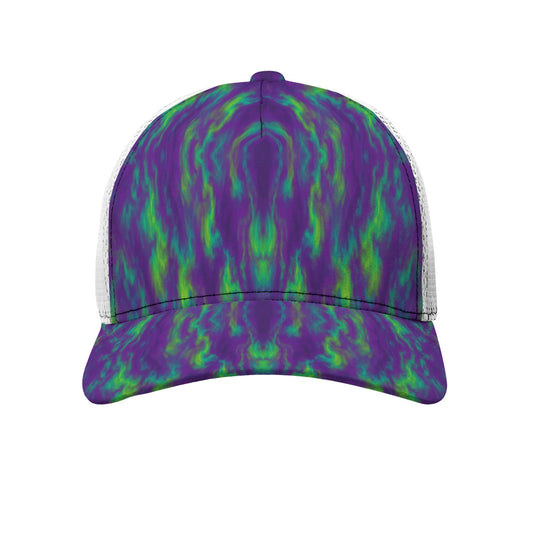 Unisex Black Buckle Peaked Mesh Cap With Box