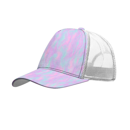 Unisex Black Buckle Peaked Mesh Cap With Box