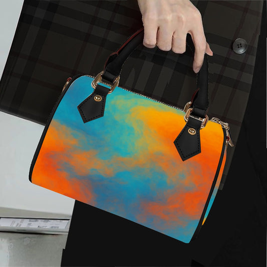 Unisex Classic Barrel-Shaped PU Leather Handbag