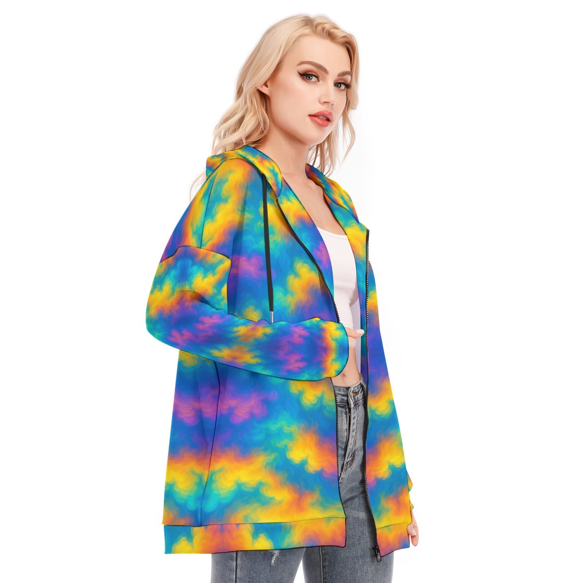 Women's Long Hoodie With Zipper Closure