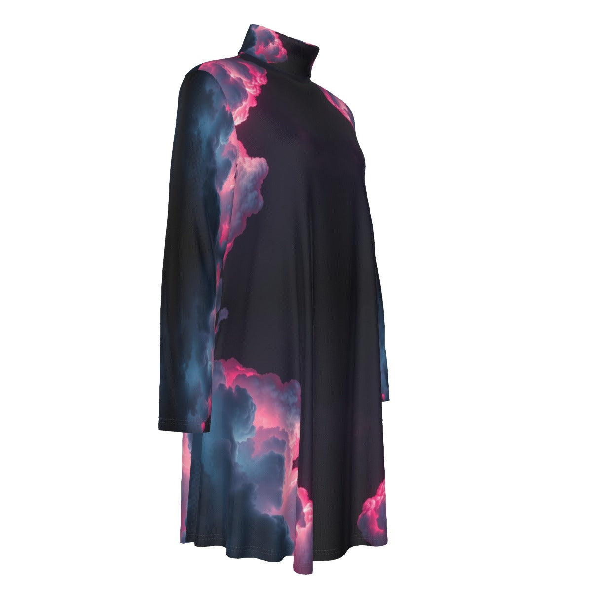 Women's High Neck Dress With Long Sleeve