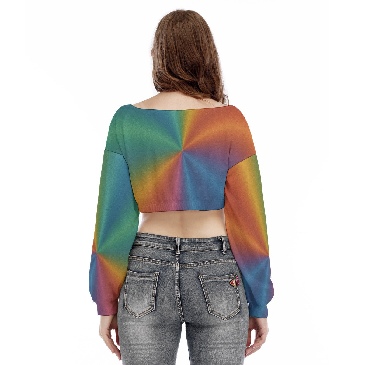 Women's V-neck Long Sleeve Cropped Sweatshirt