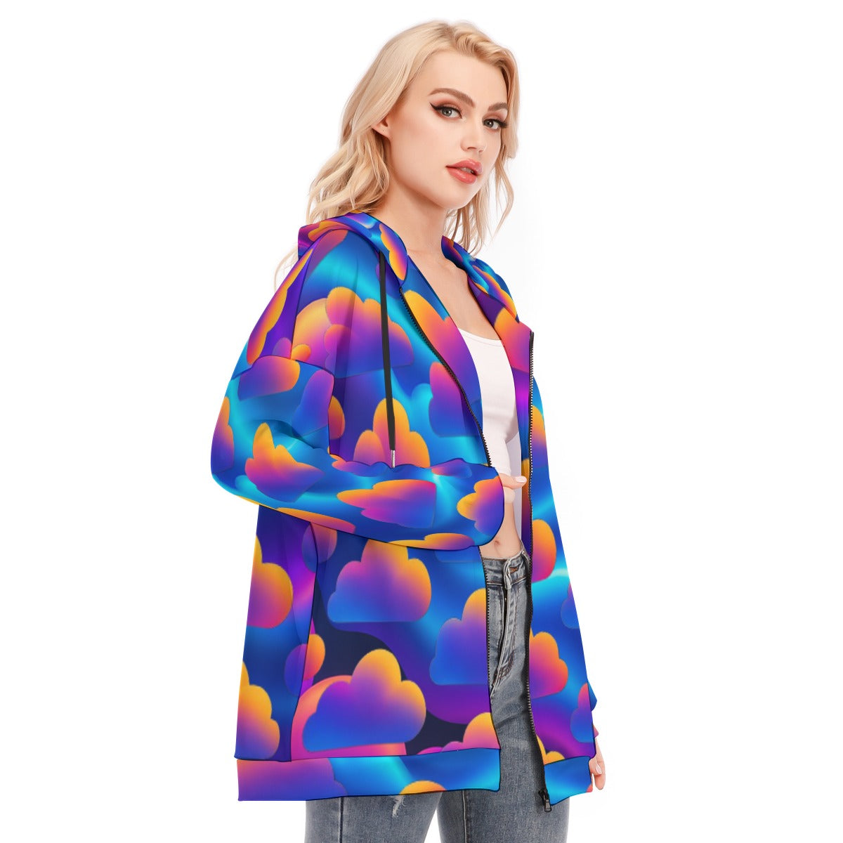 Women's Long Hoodie With Zipper Closure