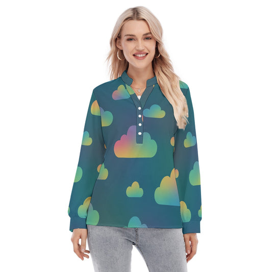 Women's Long Sleeve Blouse With Button Closure