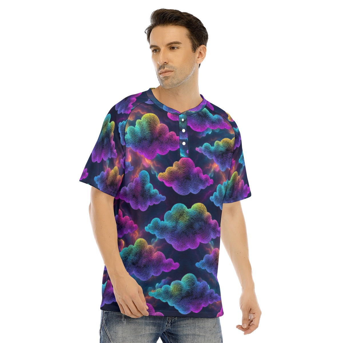 Men's Raglan Sleeve T-shirt With Button Closure