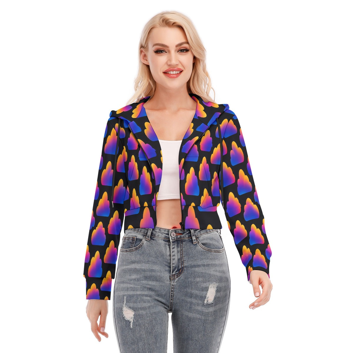 Women's Crop Top Hoodie With Zipper Closure