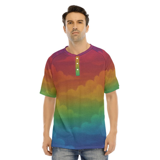 Men's Raglan Sleeve T-shirt With Button Closure