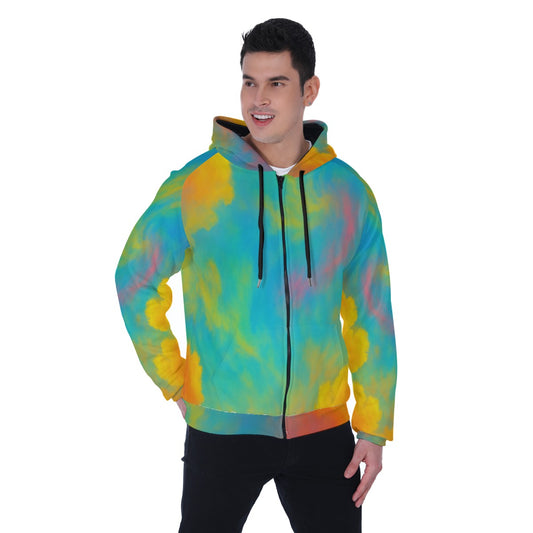 Men's Heavy Fleece Raglan Zip Up Hoodie With Pocket