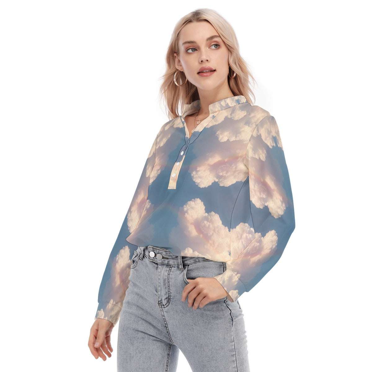 Women's Long Sleeve Blouse With Button Closure