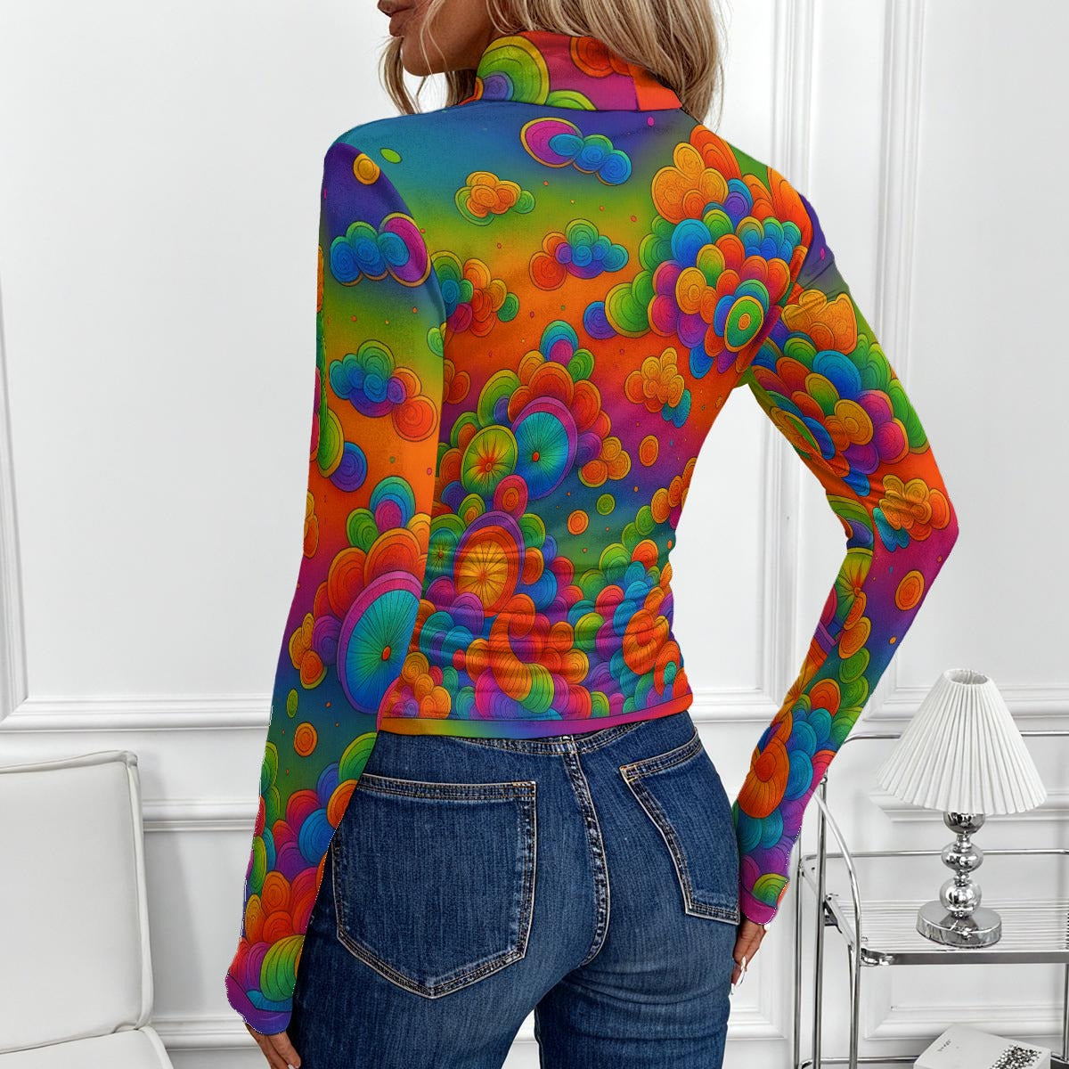 Women's Women's High-Neck Top With Long Sleeve