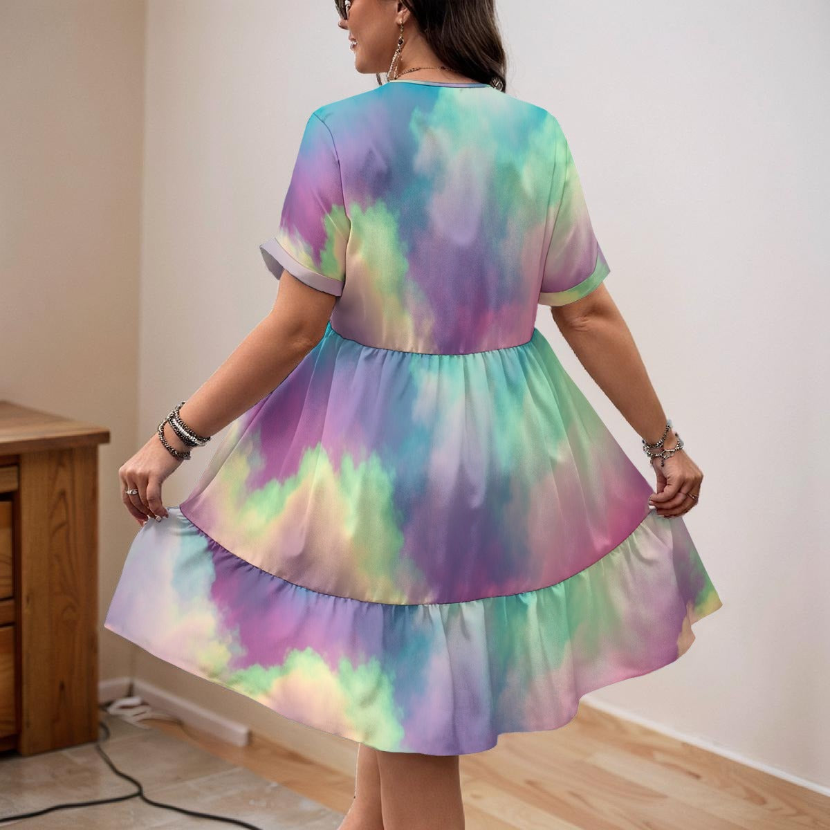 Women’s Floral V-Neck Short Sleeve Dress