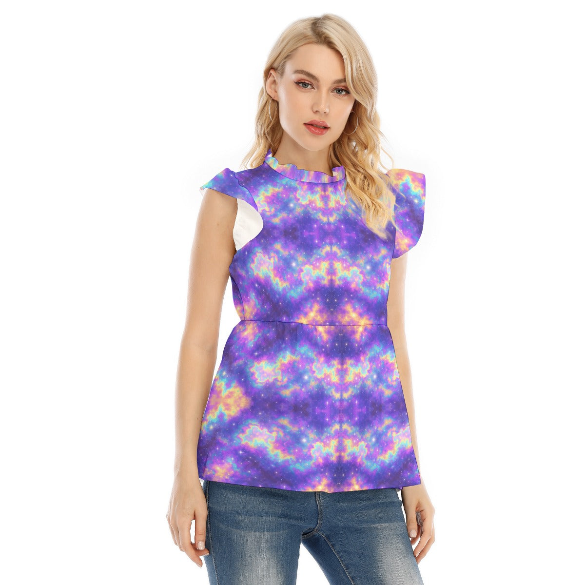 Women's Blouse With Lotus Leaf Lace