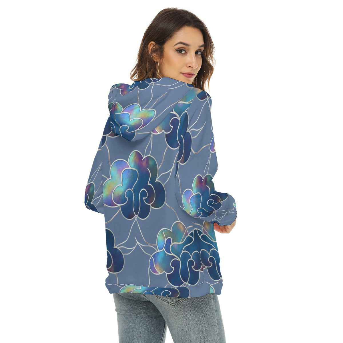 Women's Borg Fleece Hoodie With Half Zip