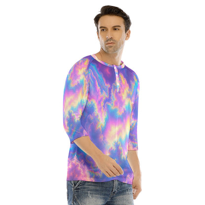 Men's Bracelet Sleeve T-shirt With Button Closure - view 2