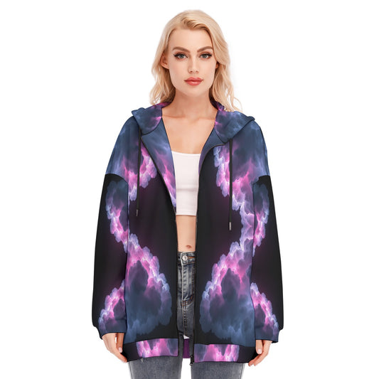 Women's Long Hoodie With Zipper Closure