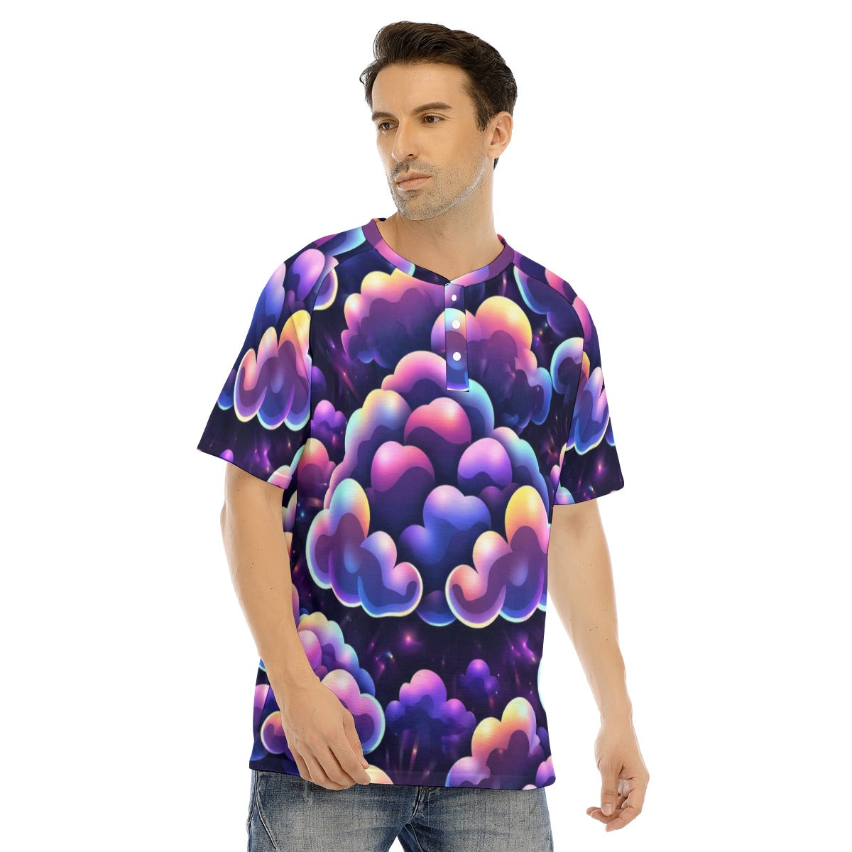 Men's Raglan Sleeve T-shirt With Button Closure