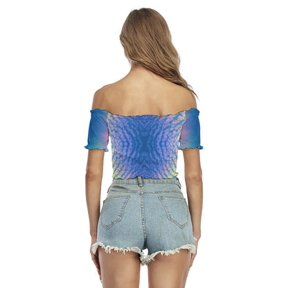 Women's One-shoulder Off-the-navel Short Sleeve T-shirt