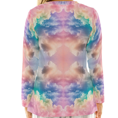 Women's Loose V-Neck T-Shirt With Long Sleeve