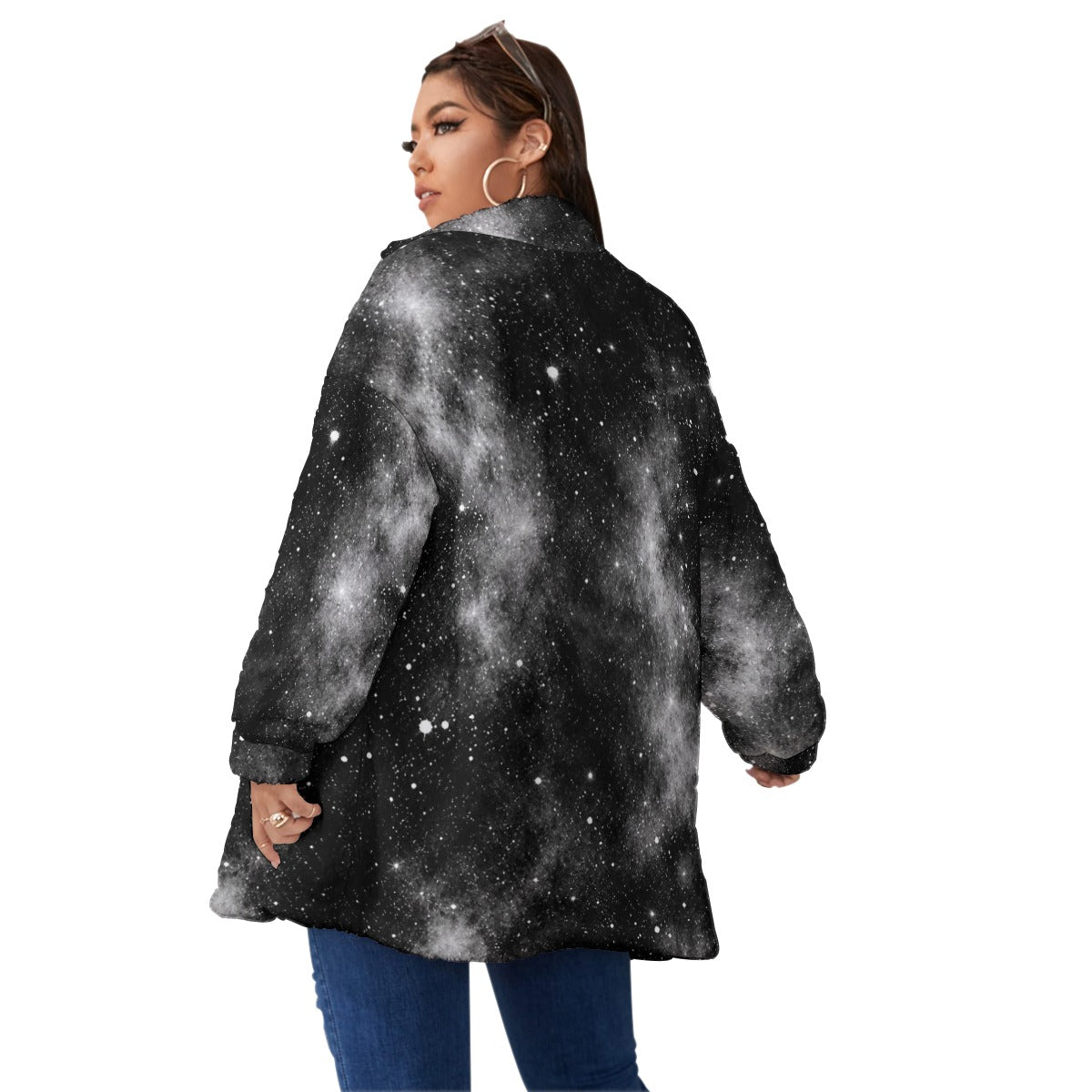 Unisex Borg-Fleece Stand-Up Collar Zip Coat — Plus Size - view 4