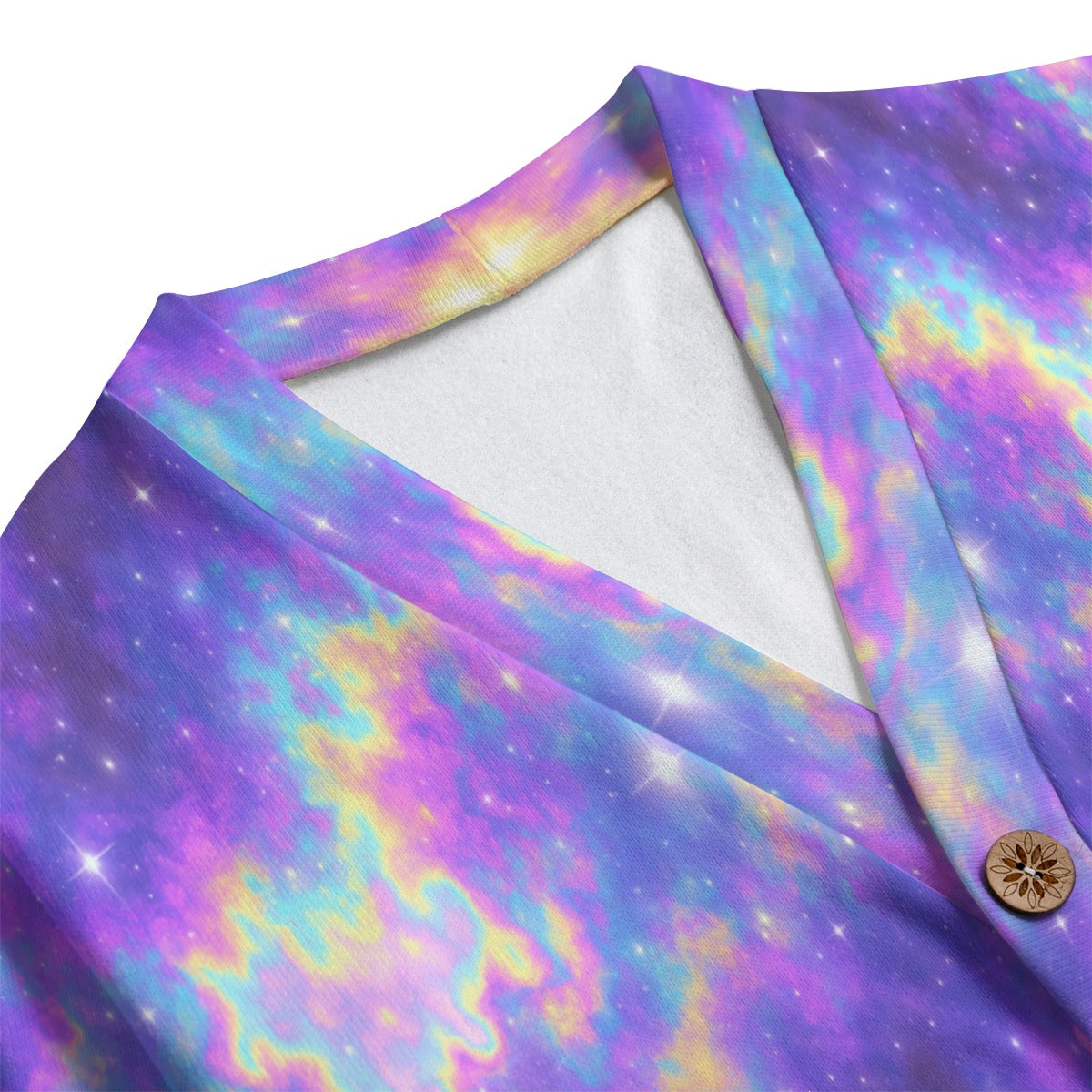 Unisex V-neck Knitted Fleece Cardigan With Button Closure