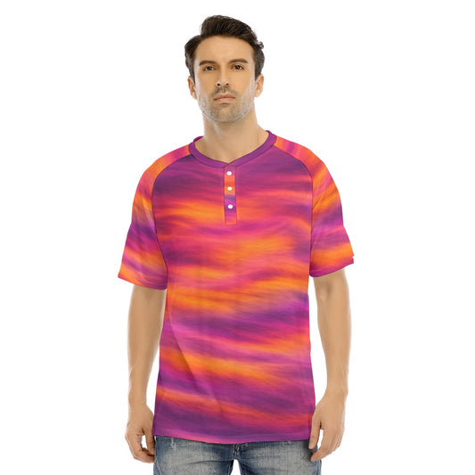 Men's Raglan Sleeve T-shirt With Button Closure