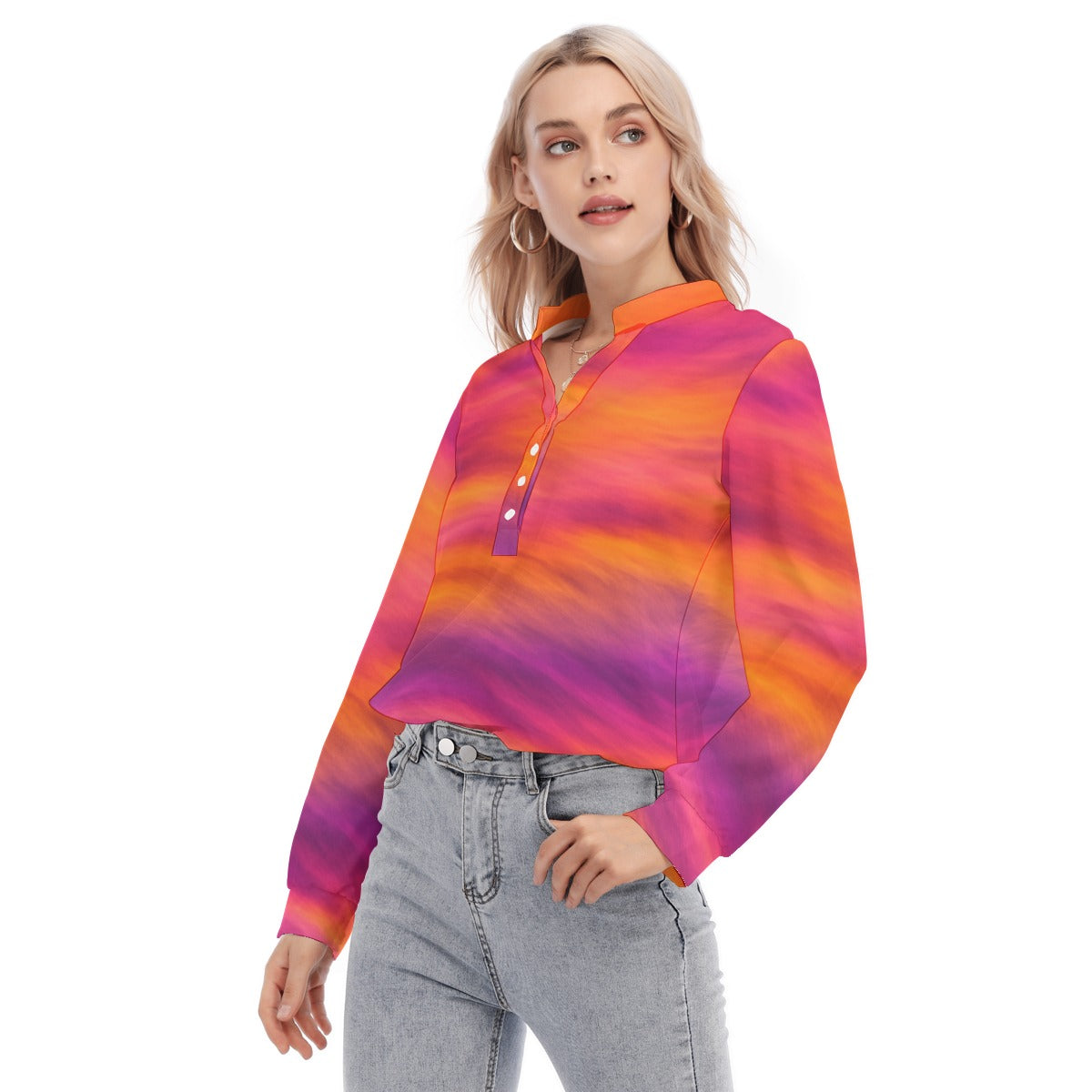 Women's Long Sleeve Blouse With Button Closure