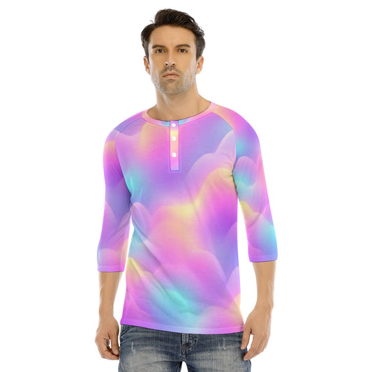 Men's Bracelet Sleeve T-shirt With Button Closure - view 1