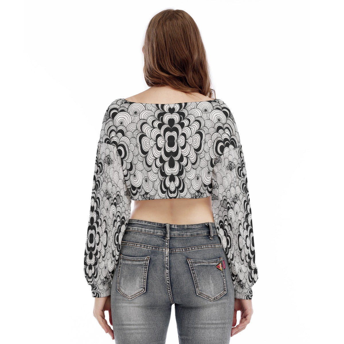 Women's V-neck Long Sleeve Cropped Sweatshirt