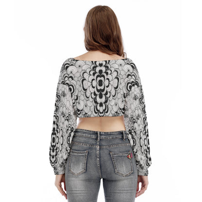 Women's V-neck Long Sleeve Cropped Sweatshirt