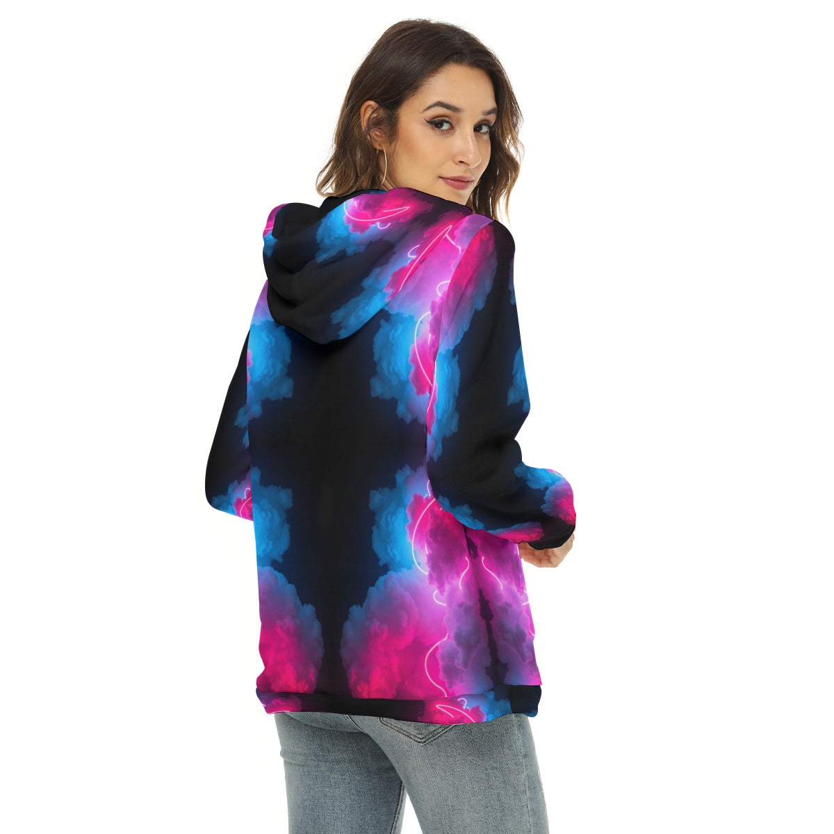 Women's Borg Fleece Hoodie With Half Zip