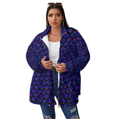 Unisex Borg Fleece Stand-up Collar Coat With Zipper Closure(Plus Size)