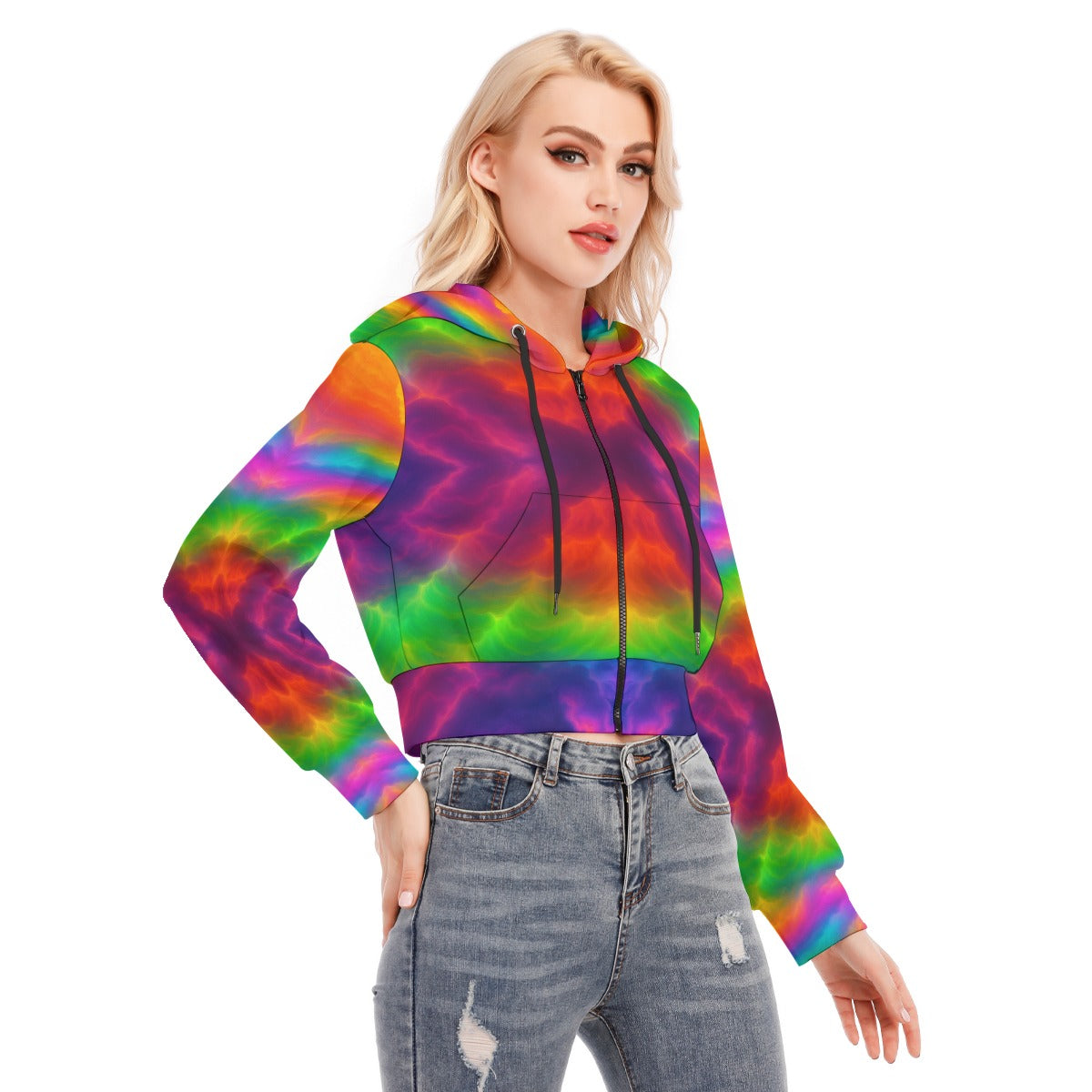 Women's Crop Top Hoodie With Zipper Closure