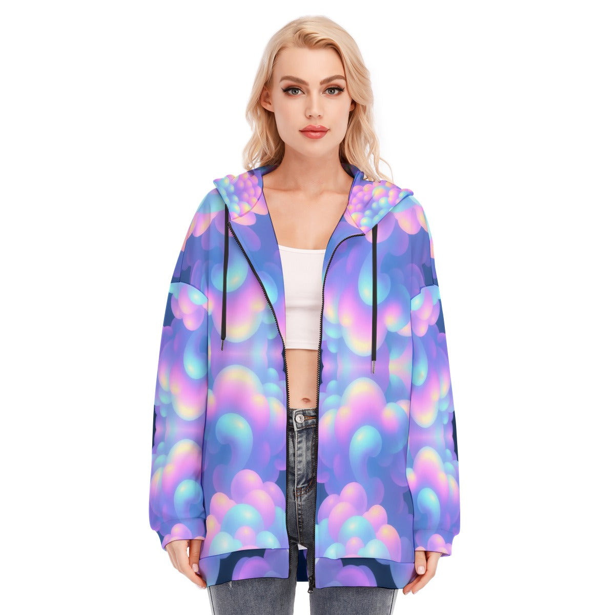 Women's Long Hoodie With Zipper Closure