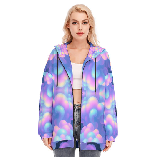 Women's Long Hoodie With Zipper Closure