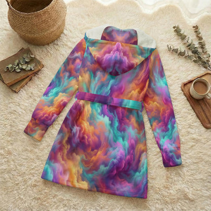 Unisex Flannel Hooded Robe With Eye Mask