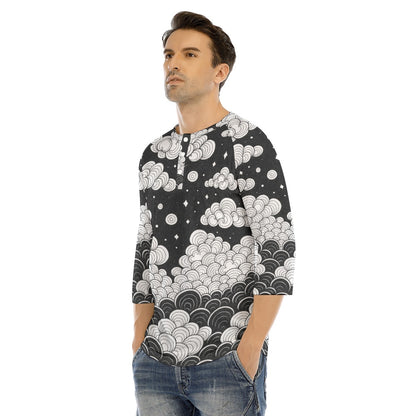 Men's Bracelet Sleeve T-shirt With Button Closure - view 3