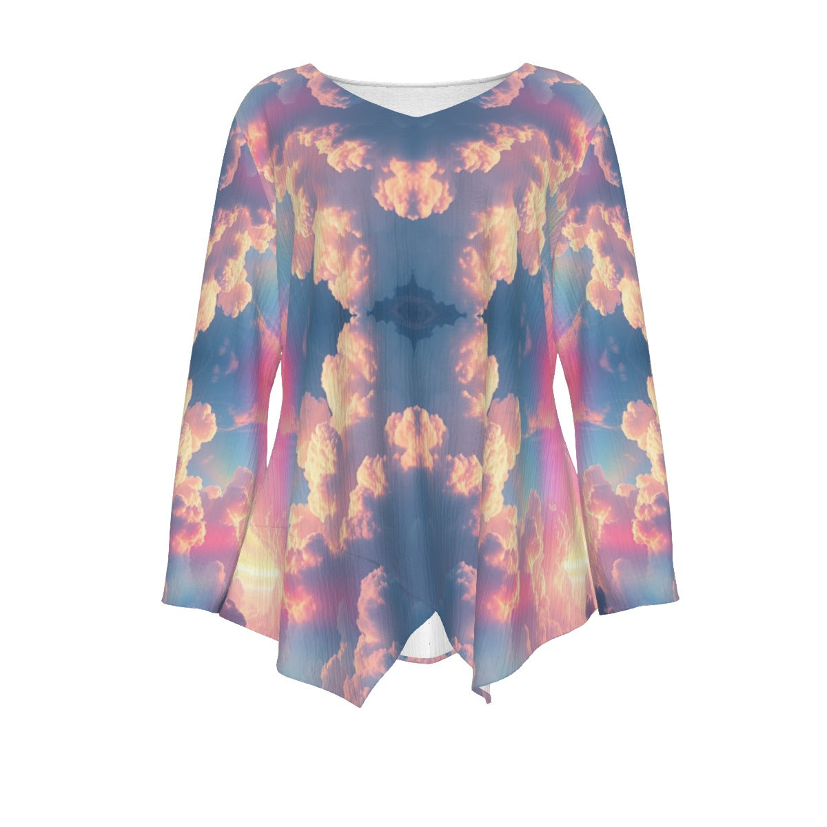 Women's V-neck T-shirt With Irregular Hem