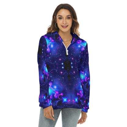 Women's Borg Fleece Hoodie With Half Zip