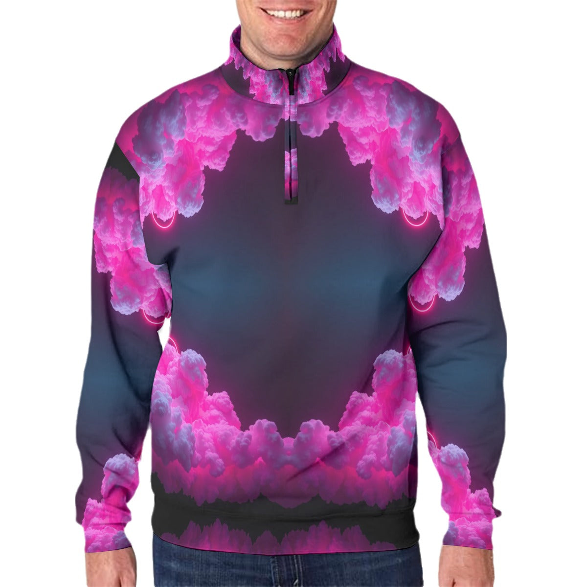 Men's Hidden Half-Zip Placket Hoodie