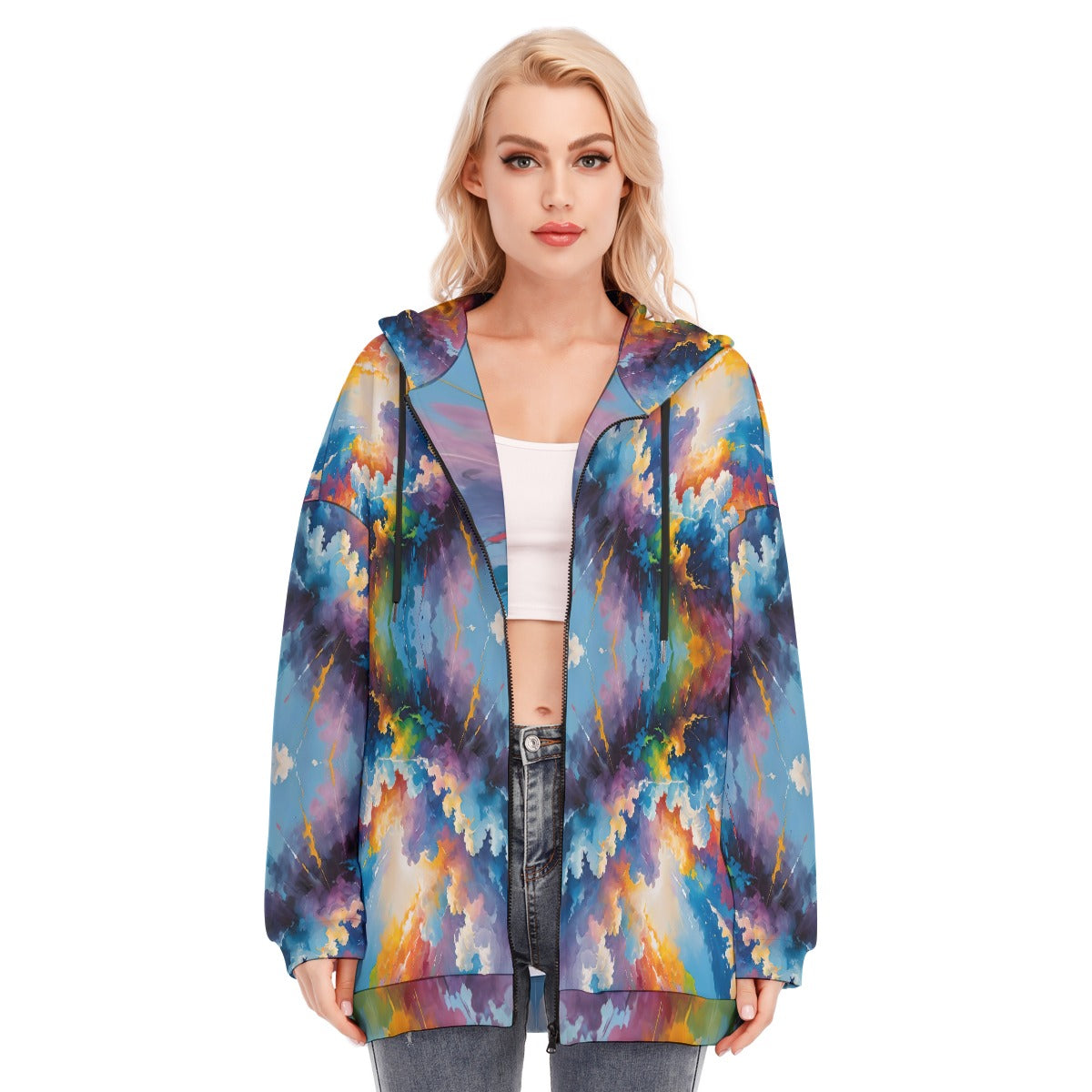 Women's Long Hoodie With Zipper Closure