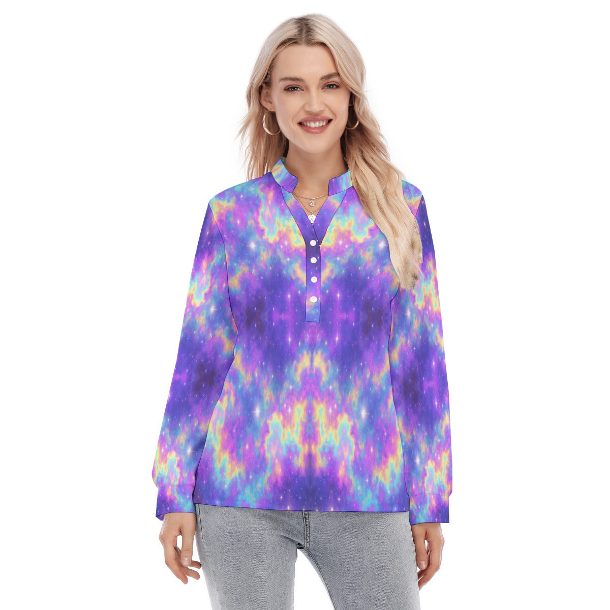 Women's Long Sleeve Blouse With Button Closure