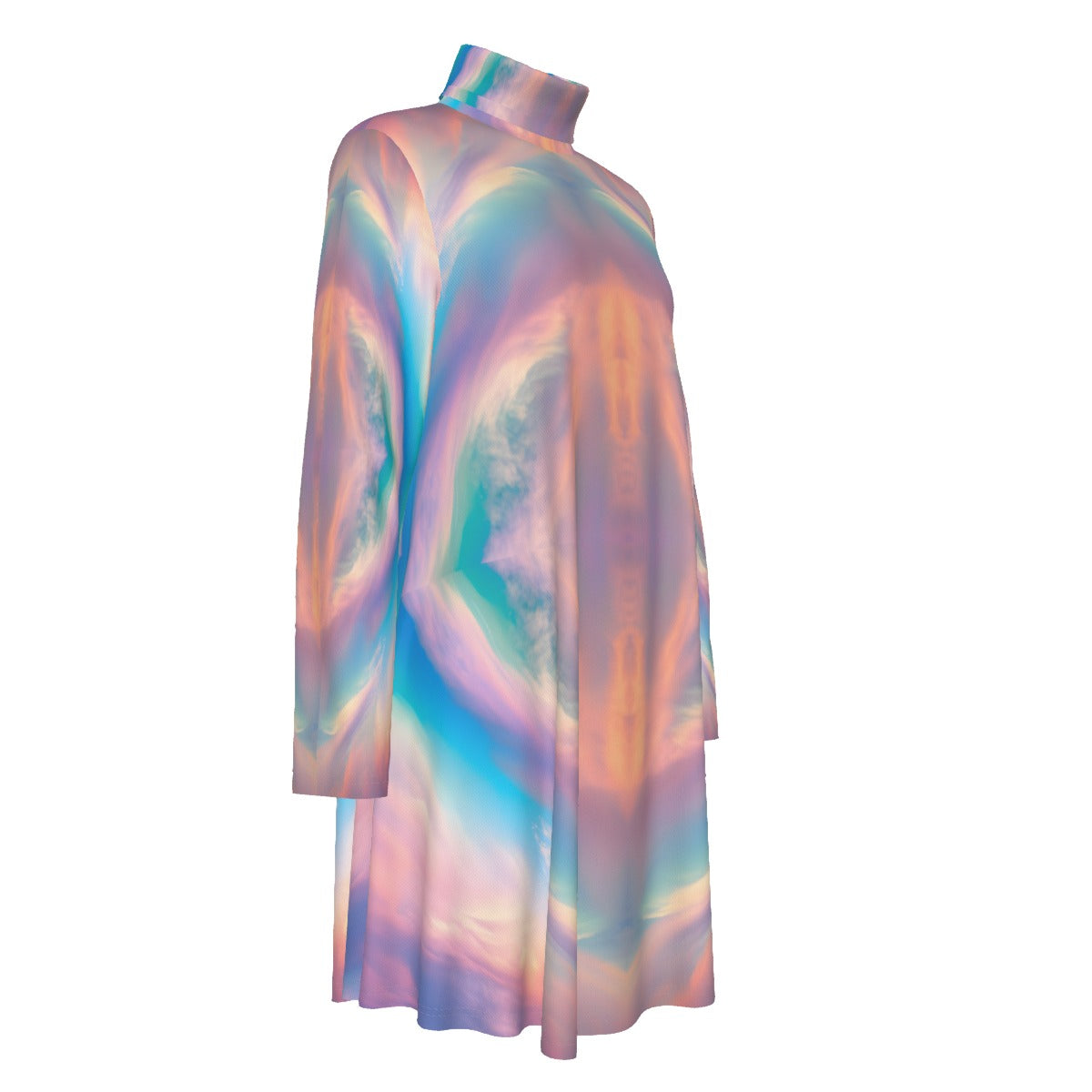 Women's High Neck Dress With Long Sleeve