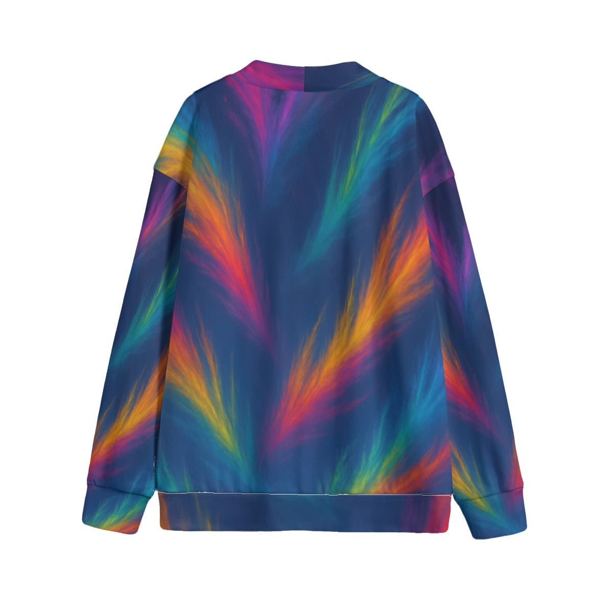 Unisex V-neck Knitted Fleece Cardigan With Button Closure