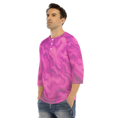Men's Bracelet Sleeve T-shirt With Button Closure - view 3