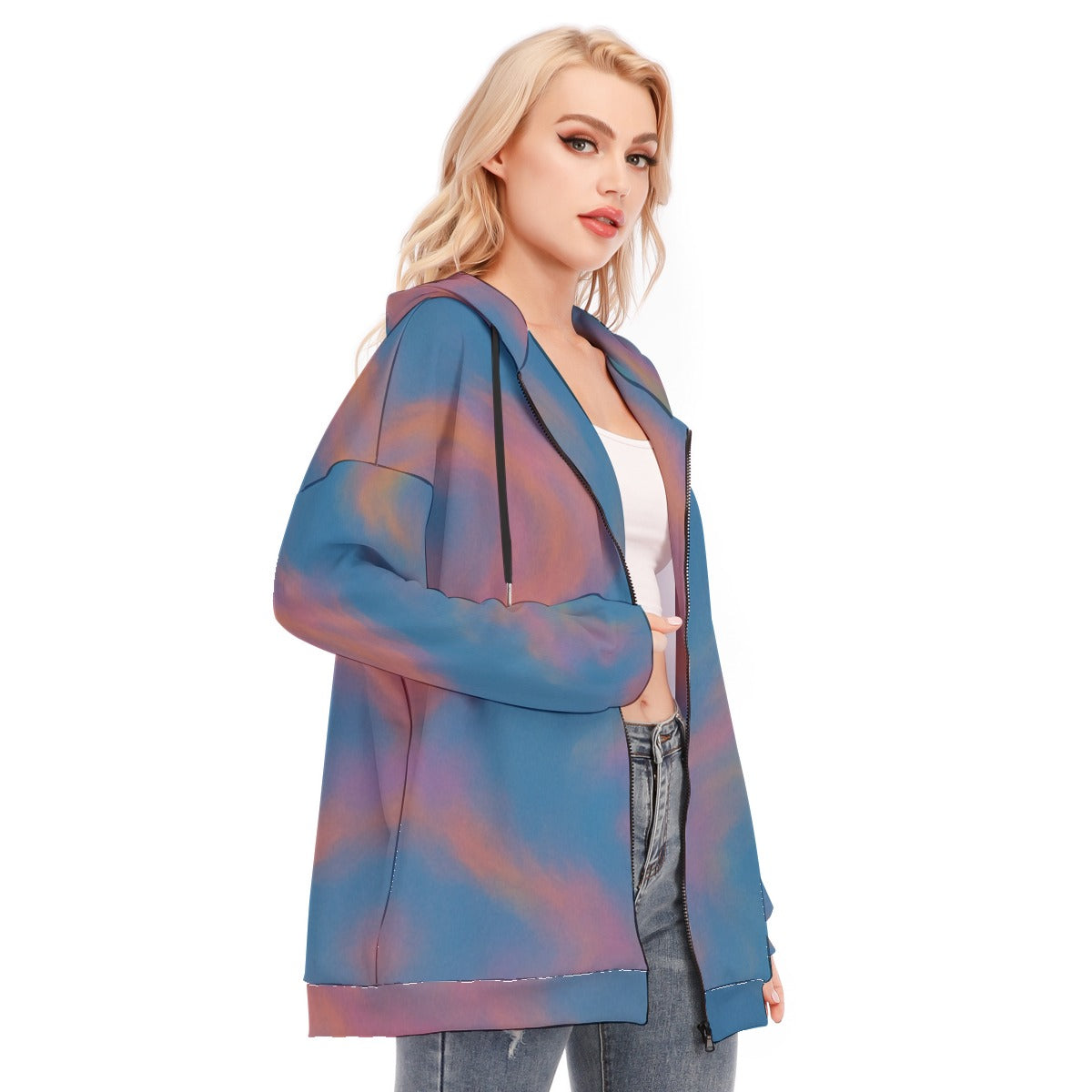 Women's Long Hoodie With Zipper Closure