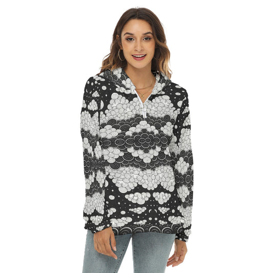 Women's Borg Fleece Hoodie With Half Zip