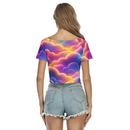 Women's Raglan Drawstring Front Crop Tee